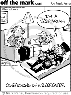 beefeater nutcracker, physchology, vegetarian, confession, therapy, meat, guard, English,