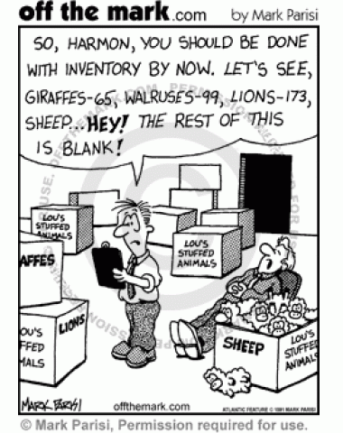 Stuffed Sheep Inventory - off the mark cartoons