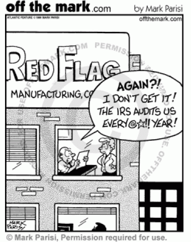 A company called Red Flag Manufacturing gets flagged by the IRS every year.