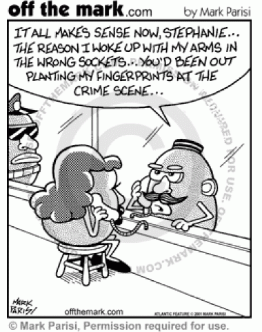 Potatohead Fingerprint Crime Scene - off the mark cartoons