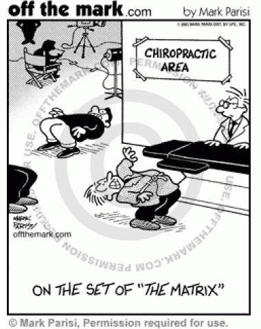 The chiropractor on the set of 'The Matrix' gets a lot of customers.