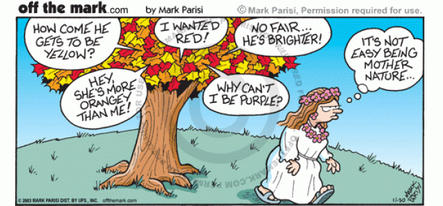 Mother Nature Fall Complaints - off the mark cartoons