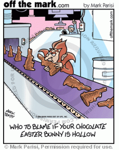 A vampire is to blame for chocolate bunnies being hollow.