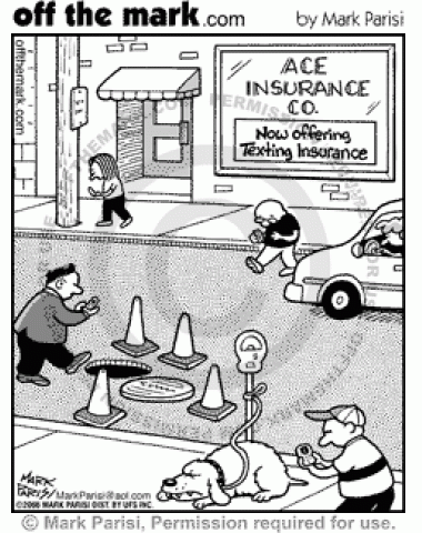 Insurance coverage for accidents caused by cell phone text messaging.