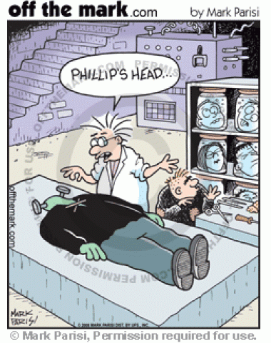 Frankenstein Phillip's Head - off the mark cartoons