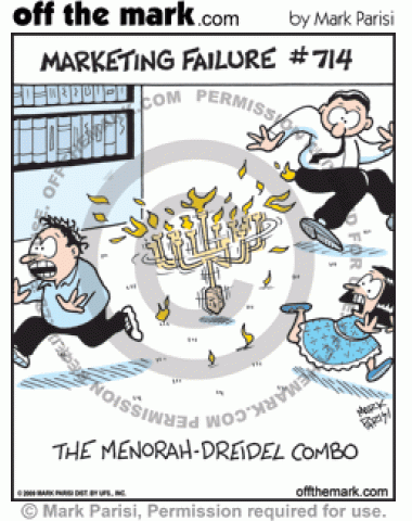 A combination menorah-dreidel product is dangerous marketing failure.