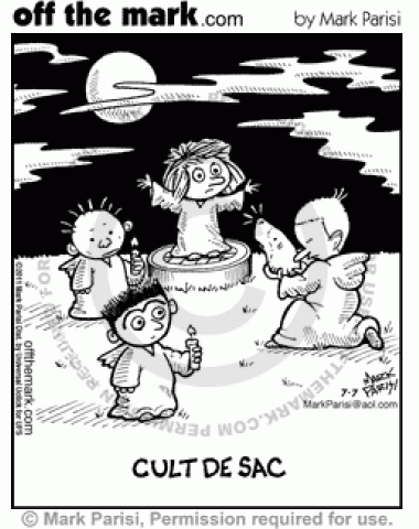 The comic Cul de Sac is parodied as Cult de Sac.