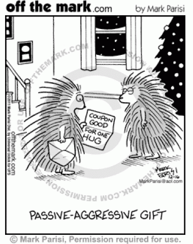 Porcupine gets passive-aggressive gift of coupon good for a hug.