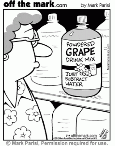 To get powdered grape drink mix, you just have to take out the water.