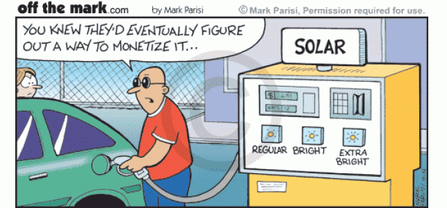 A man buys solar power for his car.