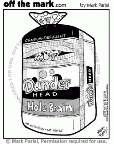Dunder Head brand bread parodies Wonder Bread.