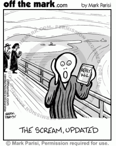 The Scream is so upset because he accidentally sent a Reply All email.
