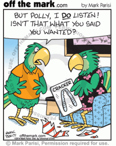 A parrot buys his girlfriend the wrong kind of cracker.
