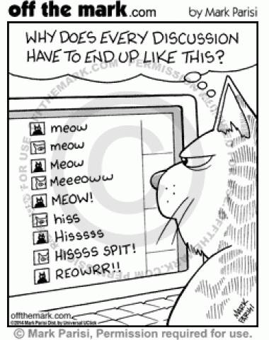 Cats get into a fight in an online chatroom.