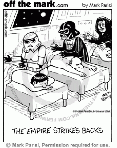 Villains from Star Wars massage people's backs.