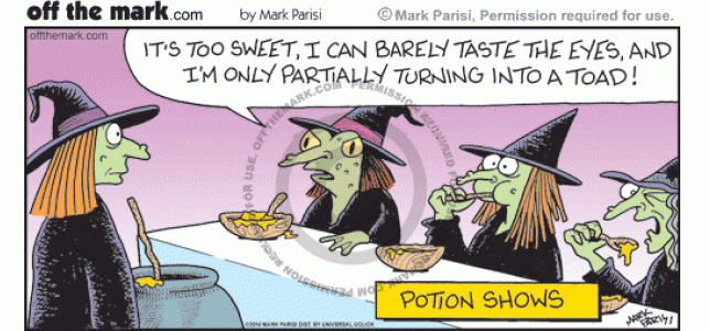 Witches go on cooking shows where they make potions.