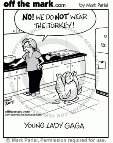 Lady Gaga wears the Thanksgiving turkey when she's a kid.