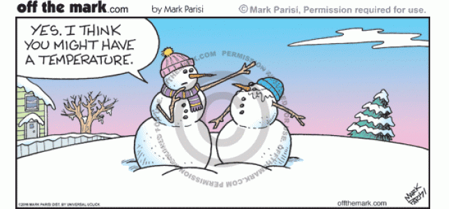 Snowman's Fever Temperature - off the mark cartoons