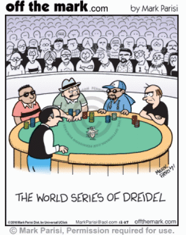 Players gather to compete in the World Series of Dreidel as if it were a poker championship.