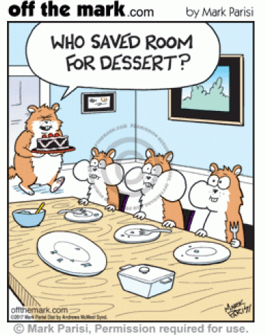 Only one chipmunk saved room in one cheek for dessert.