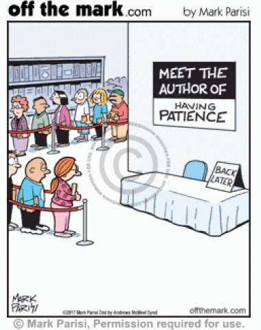 Author of Having Patience keeps readers waiting to get signed book.
