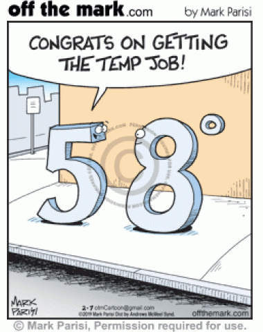 Number 5 congratulates 8 with degree symbol on getting a temp job.