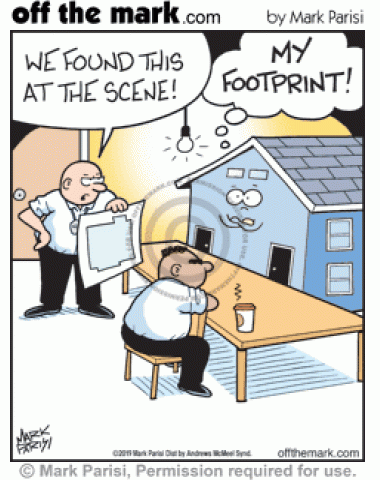 House Footprint Evidence Found at Crime Scene - off the mark cartoons