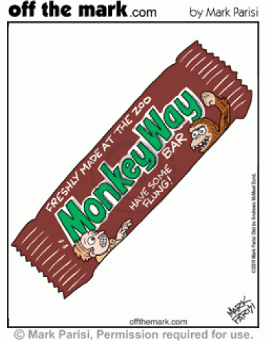 Monkey poop Milky Way chocolate bar candy parody wrapper.