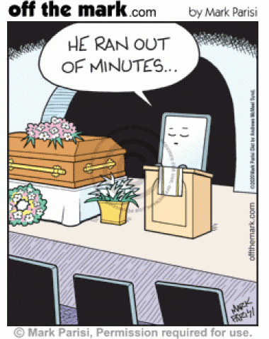 Smartphone at pulpit in funeral says phone in casket who died ran out of minutes.