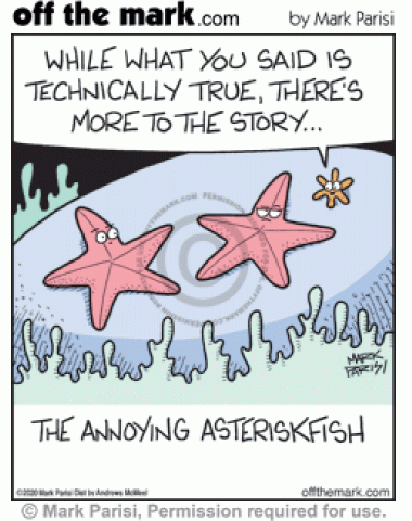 Asterisk fish annoys starfish by butting into private conversation.