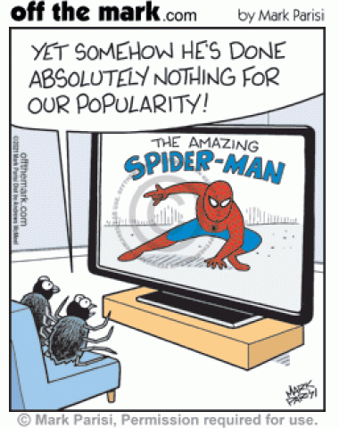Spiders watching Amazing Spider-Man TV show complain he doesn’t help their popularity.