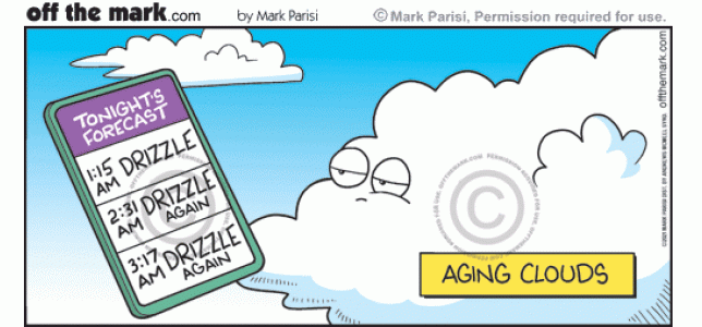 Older cloud on smartphone sees frequent drizzle peeing overnight weather forecast website.