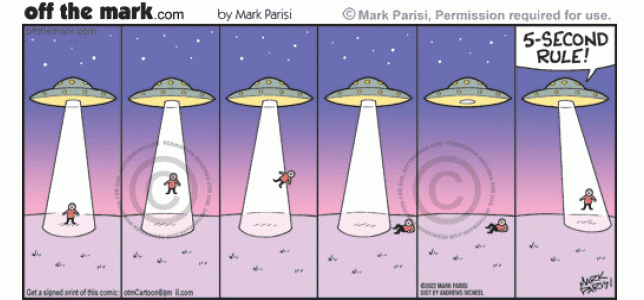 UFO Alien Abduction Drop 5 Second Rule - off the mark cartoons